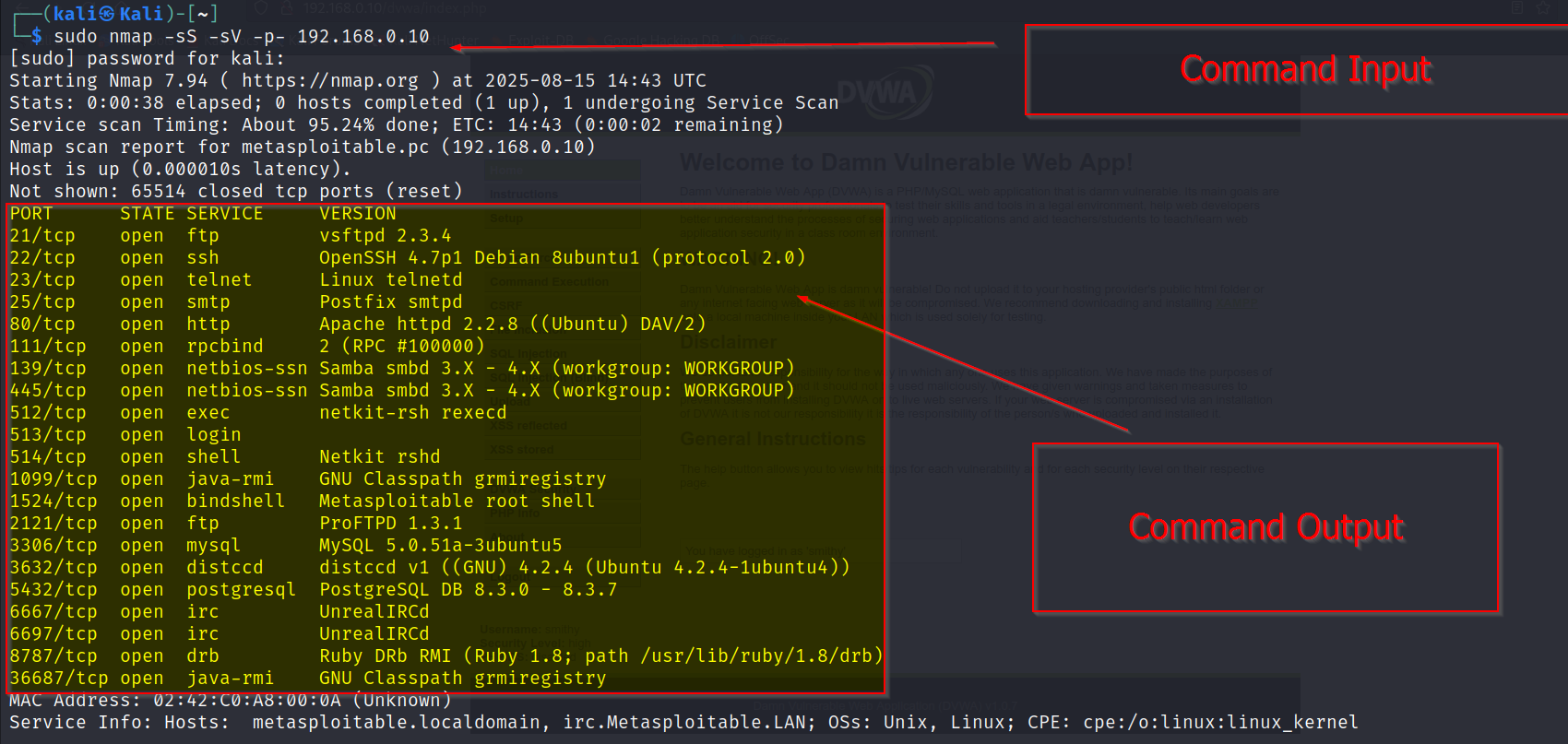 Nmap scan results